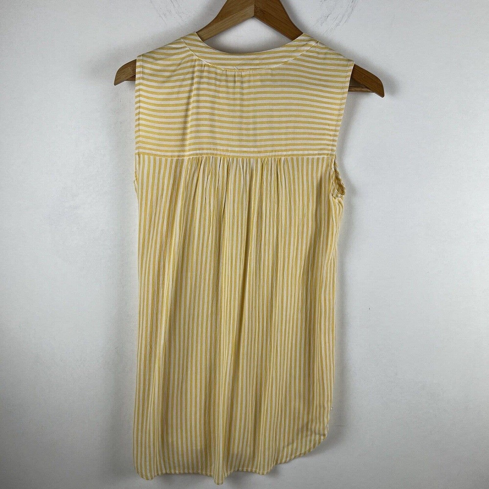Beach Lunch Lounge Shirt Womens XS Yellow White Stripe Blouse Top - Picture 6 of 9